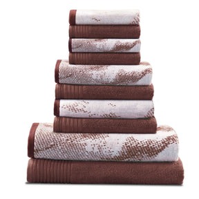 Cotton Marble and Solid Quick Dry 10 Piece Assorted Bathroom Towel Set - Towel Set by Superior