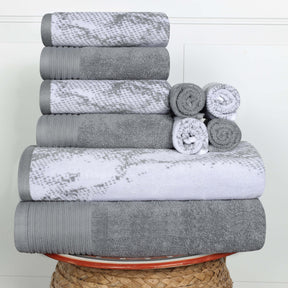 Cotton Marble and Solid Quick Dry 10 Piece Assorted Bathroom Towel Set - Towel Set by Superior