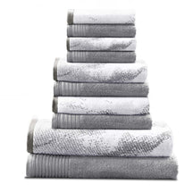 Cotton Marble and Solid Quick Dry 10 Piece Assorted Bathroom Towel Set - Towel Set by Superior