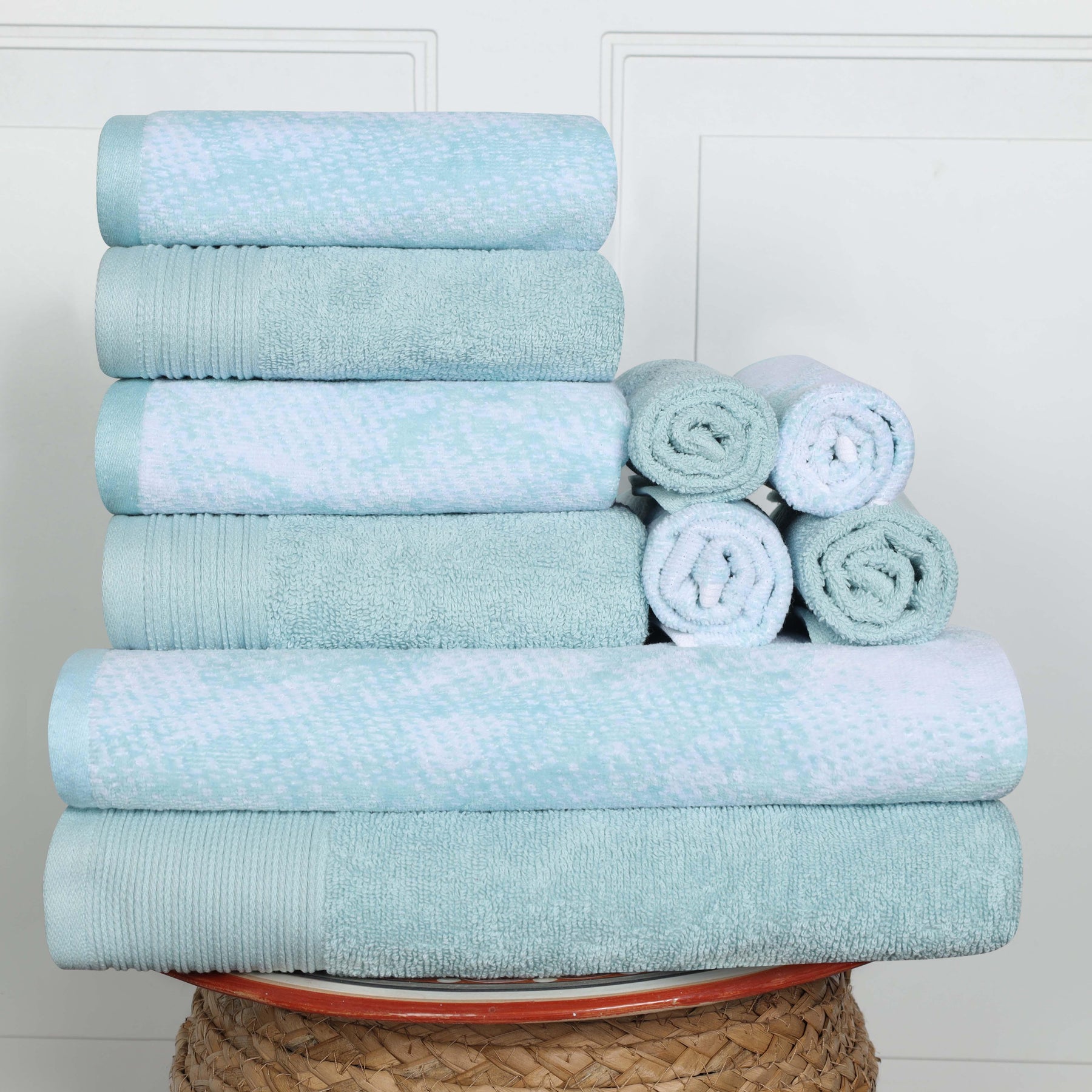 Cotton Marble and Solid Quick Dry 10 Piece Assorted Bathroom Towel Set - Towel Set by Superior