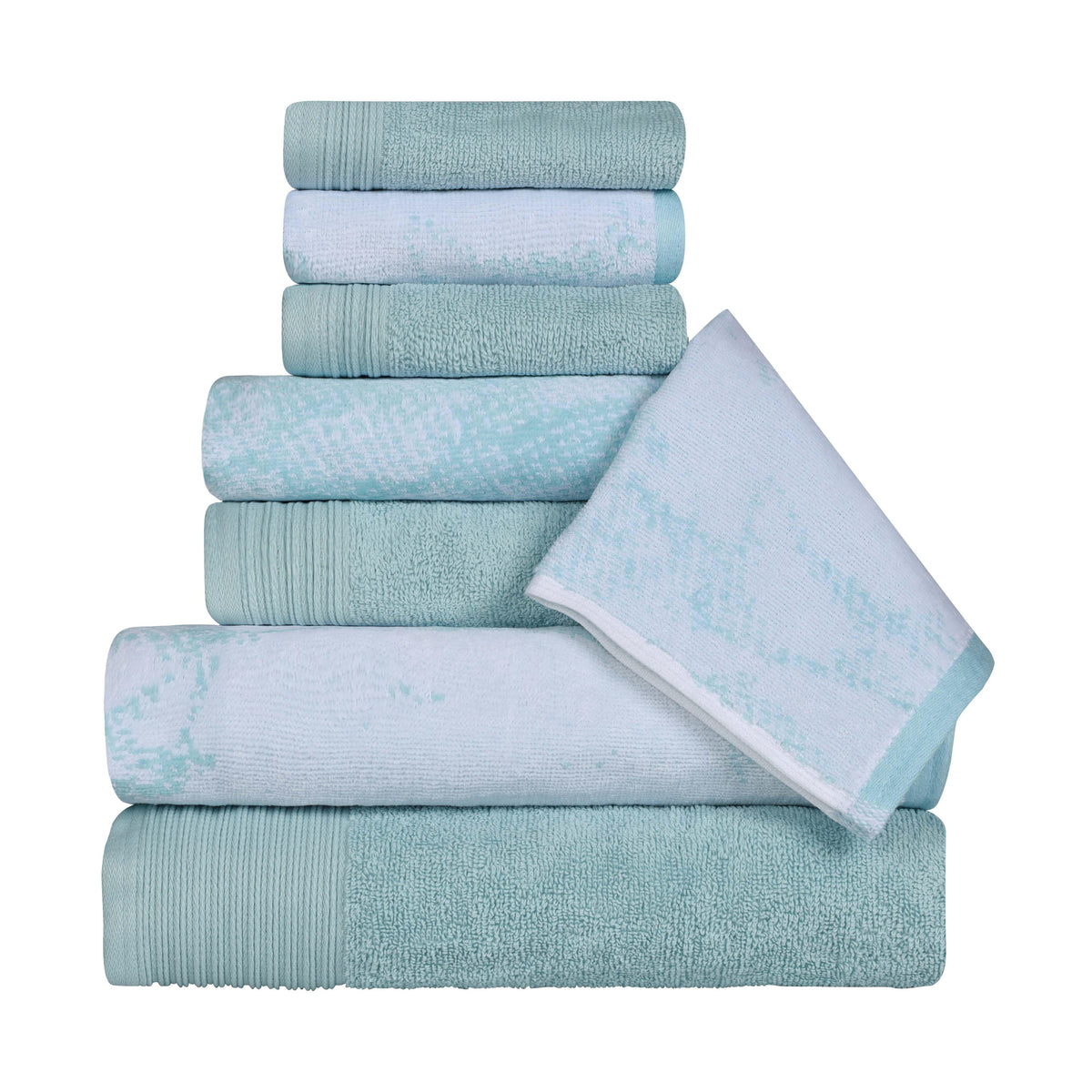 Cotton Marble and Solid Quick Dry 8 Piece Assorted Bathroom Towel Set - Towel Set by Superior