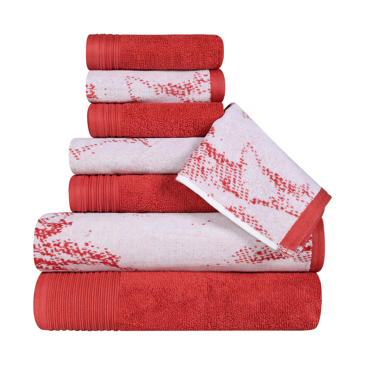 Cotton Marble and Solid Quick Dry 8 Piece Assorted Bathroom Towel Set - Towel Set by Superior