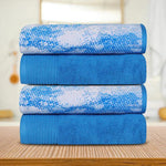 Cotton Marble Solid Jacquard Border Bath Towels Set of 4 - Bath Towel by Superior