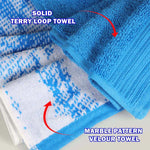 Cotton Marble Solid Jacquard Border Bath Towels Set of 4 - Bath Towel by Superior