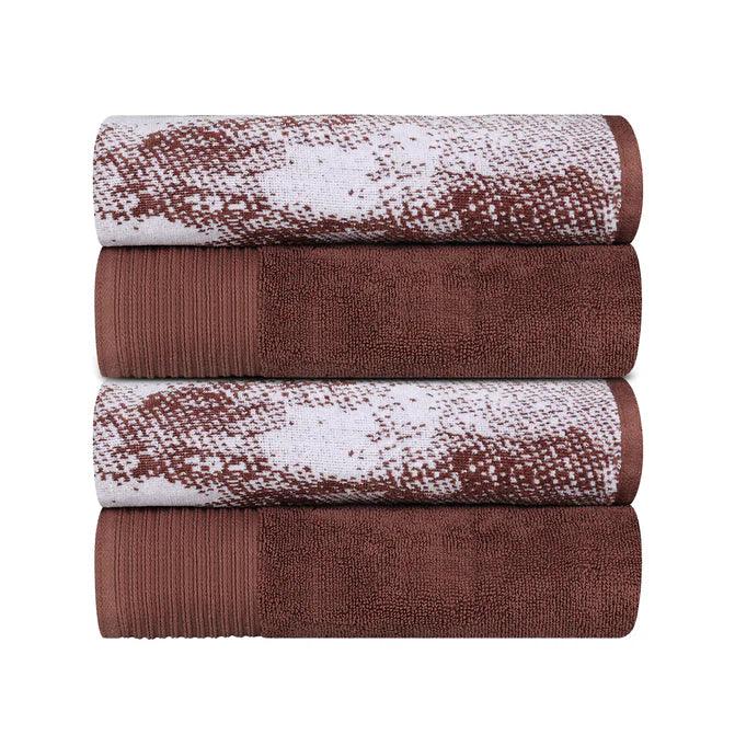 Cotton Marble Solid Jacquard Border Bath Towels Set of 4 - Bath Towel by Superior