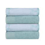 Cotton Marble Solid Jacquard Border Bath Towels Set of 4 - Bath Towel by Superior