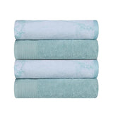 Cotton Marble Solid Jacquard Border Bath Towels Set of 4 - Bath Towel by Superior