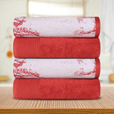 Cotton Marble Solid Jacquard Border Bath Towels Set of 4 - Bath Towel by Superior