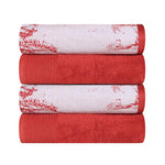 Cotton Marble Solid Jacquard Border Bath Towels Set of 4 - Bath Towel by Superior