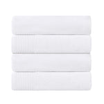 Cotton Marble Solid Jacquard Border Bath Towels Set of 4 - Bath Towel by Superior