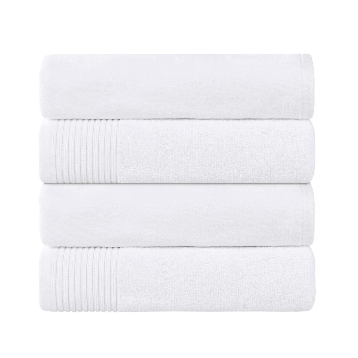 Cotton Marble Solid Jacquard Border Bath Towels Set of 4 - Bath Towel by Superior