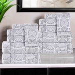 Cotton Modern Geometric Jacquard Plush Absorbent 12 Piece Towel Set - Towel Set by Superior