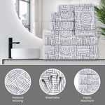 Cotton Modern Geometric Jacquard Plush Absorbent 12 Piece Towel Set - Towel Set by Superior