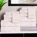 Cotton Modern Geometric Jacquard Plush Absorbent 12 Piece Towel Set - Towel Set by Superior