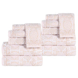 Cotton Modern Geometric Jacquard Plush Absorbent 12 Piece Towel Set - Towel Set by Superior