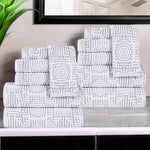 Cotton Modern Geometric Jacquard Plush Absorbent 12 Piece Towel Set - Towel Set by Superior