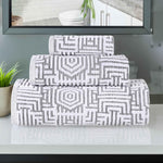 Cotton Modern Geometric Jacquard Plush Absorbent 3-Piece Towel Set - Towel Set by Superior