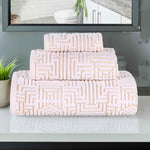 Cotton Modern Geometric Jacquard Plush Absorbent 3-Piece Towel Set - Towel Set by Superior