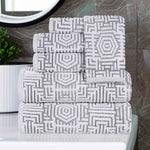 Cotton Modern Geometric Jacquard Plush Absorbent 6 Piece Towel Set - Towel Set by Superior