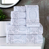 Cotton Modern Geometric Jacquard Plush Absorbent 6 Piece Towel Set - Towel Set by Superior