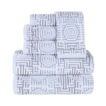 Cotton Modern Geometric Jacquard Plush Absorbent 6 Piece Towel Set - Towel Set by Superior