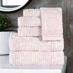 Cotton Modern Geometric Jacquard Plush Absorbent 6 Piece Towel Set - Towel Set by Superior