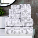 Cotton Modern Geometric Jacquard Plush Absorbent 6 Piece Towel Set - Towel Set by Superior