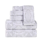 Cotton Modern Geometric Jacquard Plush Absorbent 6 Piece Towel Set - Towel Set by Superior