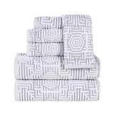 Cotton Modern Geometric Jacquard Plush Absorbent 6 Piece Towel Set - Towel Set by Superior