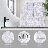 Cotton Modern Geometric Jacquard Plush Absorbent 6 Piece Towel Set - Towel Set by Superior