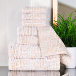 Cotton Modern Geometric Jacquard Plush Absorbent 8 Piece Towel Set - Towel Set by Superior