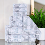 Cotton Modern Geometric Jacquard Plush Absorbent 8 Piece Towel Set - Towel Set by Superior