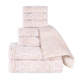 Cotton Modern Geometric Jacquard Plush Absorbent 8 Piece Towel Set - Towel Set by Superior