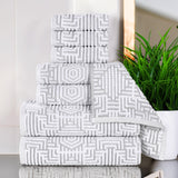 Cotton Modern Geometric Jacquard Plush Absorbent 8 Piece Towel Set - Towel Set by Superior