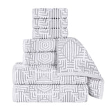 Cotton Modern Geometric Jacquard Plush Absorbent 8 Piece Towel Set - Towel Set by Superior