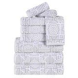 Cotton Modern Geometric Jacquard Plush Absorbent 9 Piece Towel Set - Towel Set by Superior