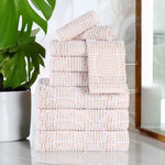 Cotton Modern Geometric Jacquard Plush Absorbent 9 Piece Towel Set - Towel Set by Superior