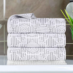 Cotton Modern Geometric Jacquard Plush Absorbent Bath Towel Set of 3 - Bath Towel by Superior