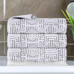 Cotton Modern Geometric Jacquard Plush Absorbent Bath Towel Set of 3 - Bath Towel by Superior