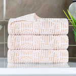 Cotton Modern Geometric Jacquard Plush Absorbent Bath Towel Set of 3 - Bath Towel by Superior