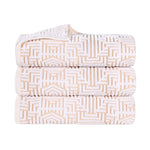 Cotton Modern Geometric Jacquard Plush Absorbent Bath Towel Set of 3 - Bath Towel by Superior