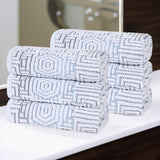 Cotton Modern Geometric Jacquard Plush Absorbent Hand Towel Set of 6 - Hand Towel by Superior