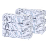 Cotton Modern Geometric Jacquard Plush Absorbent Hand Towel Set of 6 - Hand Towel by Superior