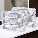 Cotton Modern Geometric Jacquard Plush Absorbent Hand Towel Set of 6 - Hand Towel by Superior