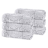 Cotton Modern Geometric Jacquard Plush Absorbent Hand Towel Set of 6 - Hand Towel by Superior