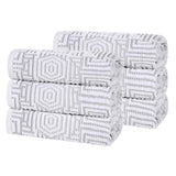 Cotton Modern Geometric Jacquard Plush Absorbent Hand Towel Set of 6 - Hand Towel by Superior