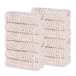 Cotton Modern Geometric Jacquard Plush Face Towel Washcloth Set of 12 - Face Towel by Superior