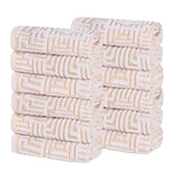 Cotton Modern Geometric Jacquard Plush Face Towel Washcloth Set of 12 - Face Towel by Superior