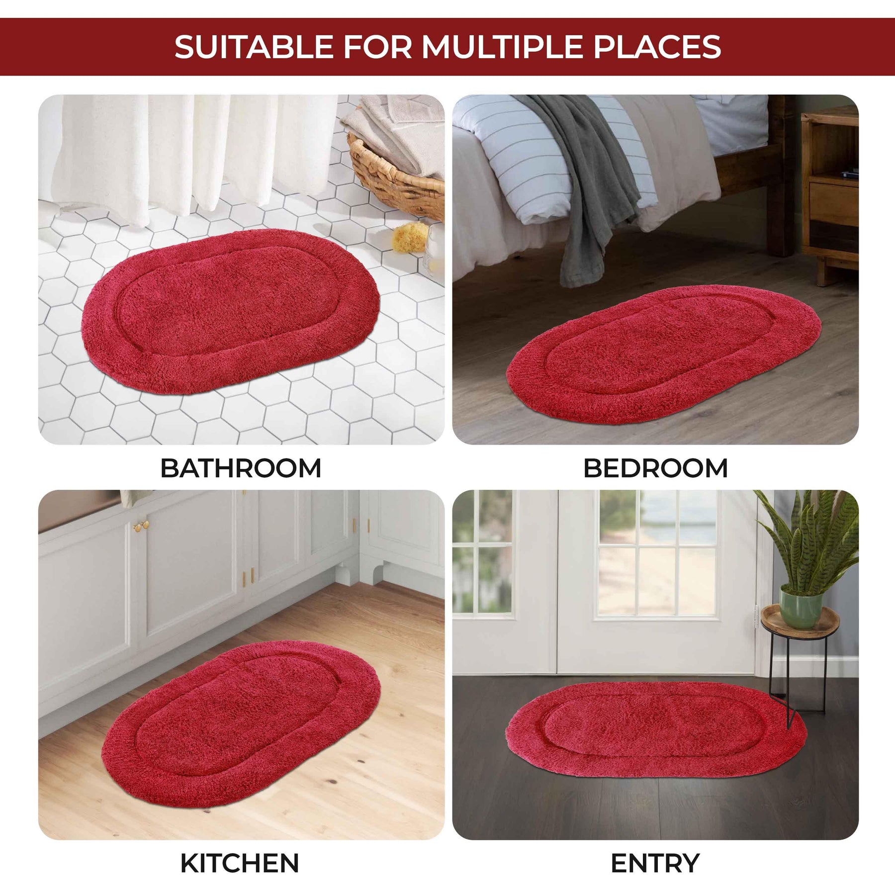 Cotton Non Slip Oval 2 Piece Bath Rug Set - Bath Rugs by Superior