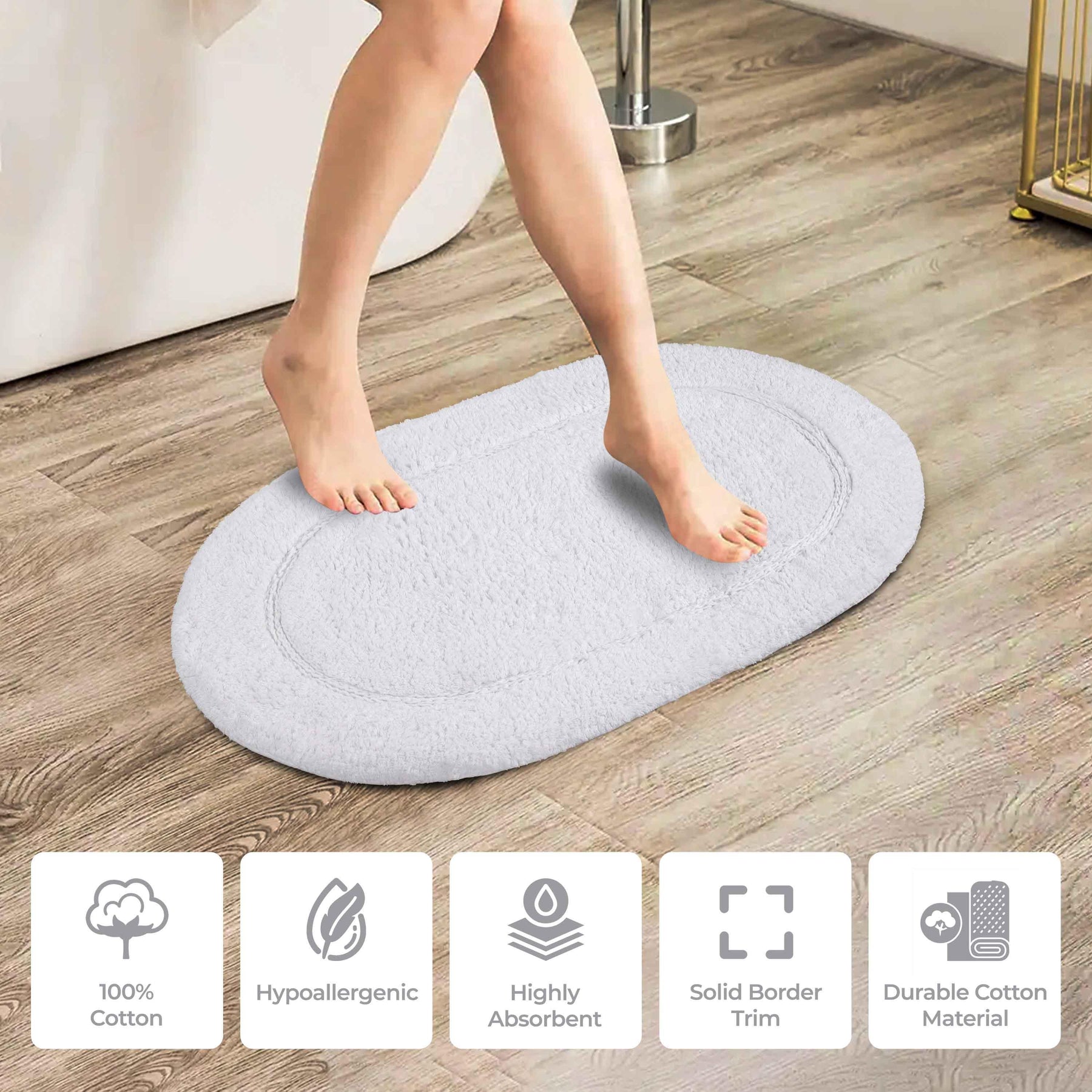 Cotton Non Slip Oval 2 Piece Bath Rug Set - Bath Rugs by Superior